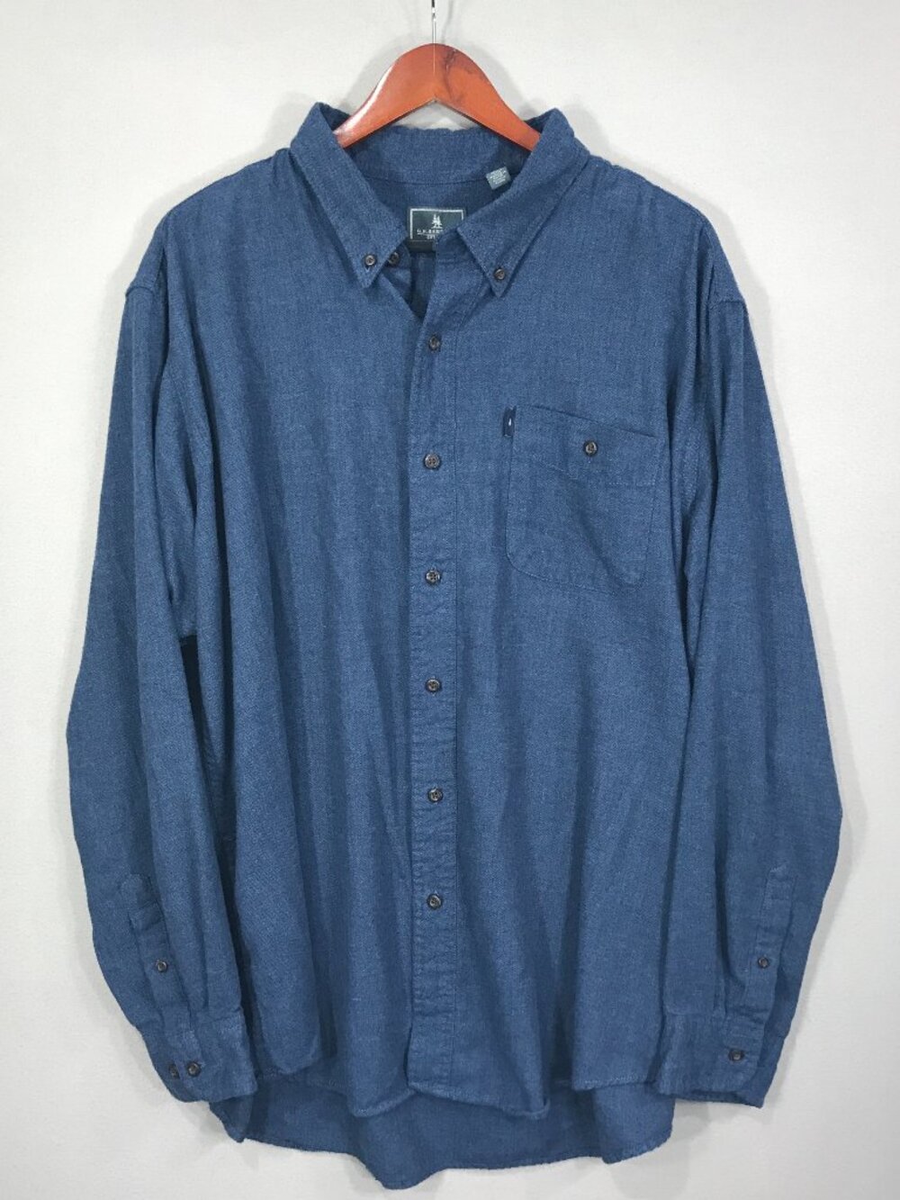 G.H. Bass Co Shirt Men's 2XL Blue Button Down Long Sleeve Pocket Office Outdoor